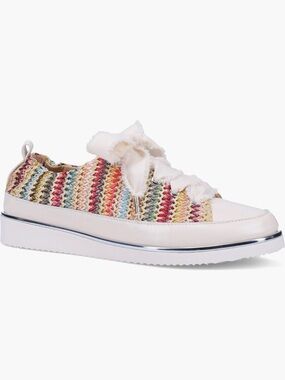 Women’s Multicolor Woven Lace-Up Sneaker with White Trim
